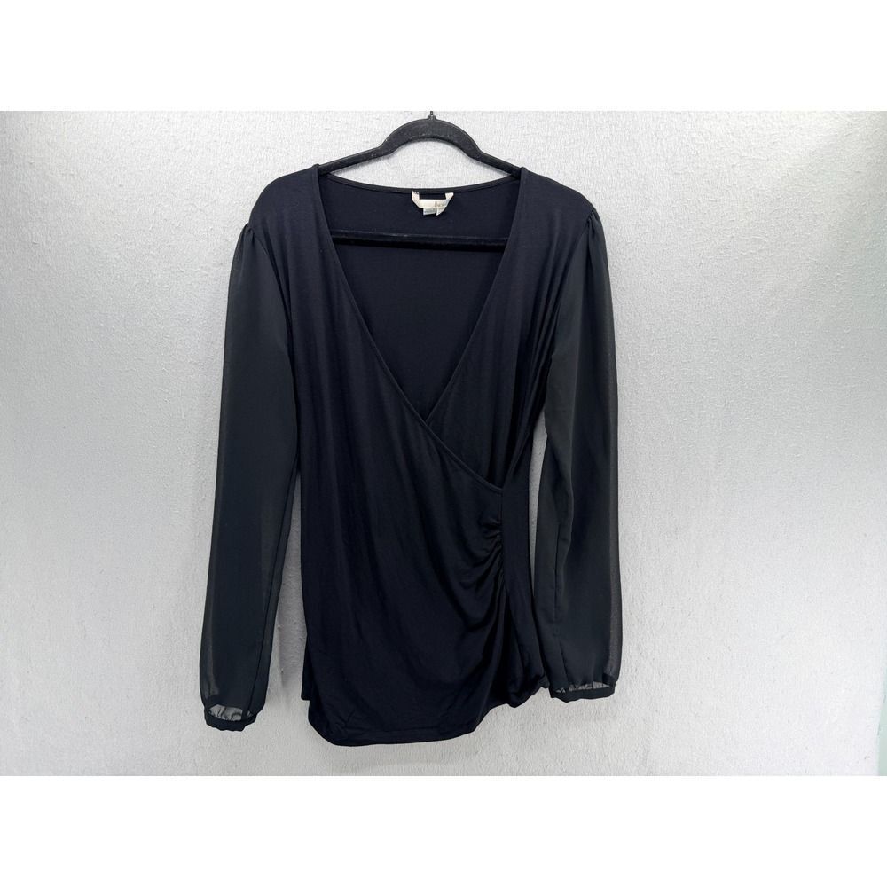 Boden Leda Wrap Top Womens Size 10 Black Mixed Media Capsule Minimalist‎ Neutral